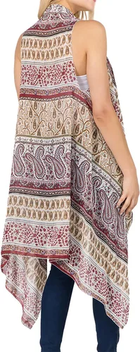 Vista 31 de Scarfand's - Chaleco de cárdigan largo para mujer, ligero, sin mangas, con parte delantera abierta