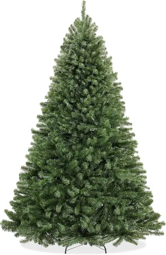 Vista 9 de Casafield Árbol de Navidad artificial realista de abeto verde sin iluminación de 4.5 pies con soporte de metal resistente