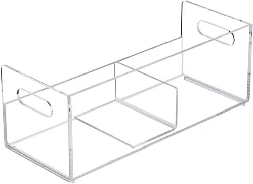 Vista 8 de MyGift Soporte rack moderno premium de CD apilable de acrílico transparente con asas de transporte recortadas, caja de exhibición para estuches