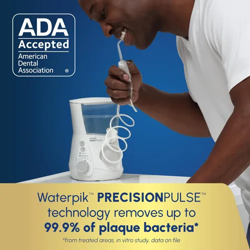 Vista 5 de Waterpik Aquarius - Irrigador dental profesional con 7 puntas de hilo dental y enjuague oral formulado por dentistas TheraBreath Fresh Breath, menta