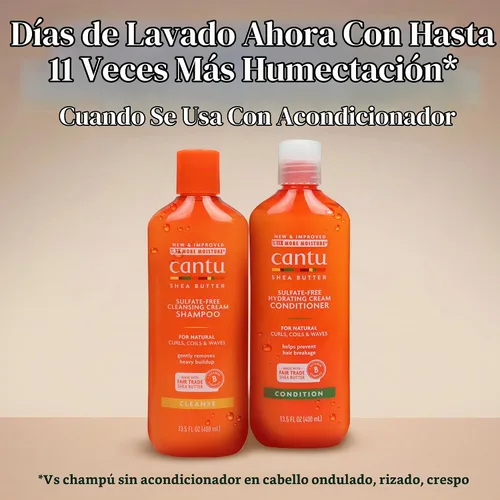 Vista 8 de Cantu Champú en crema limpiadora sin sulfato con manteca de karité para cabello natural, 13.5 oz