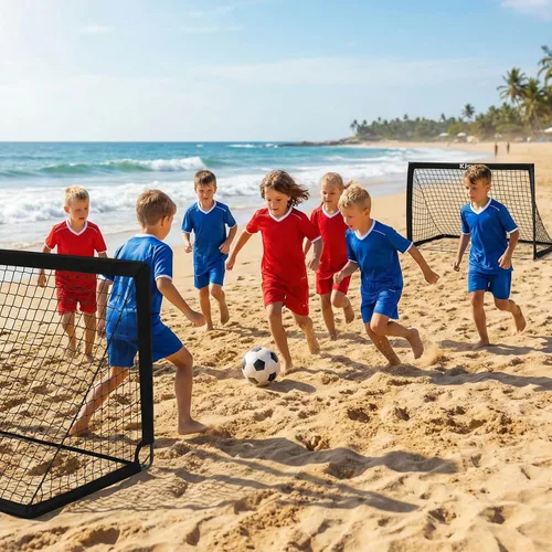 Vista 8 de Portería de fútbol, porterías de fútbol para niños para patio trasero, juego de 2, equipo de entrenamiento de red de fútbol de 4 x 3 pies, portería
