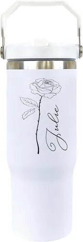 Vista 5 de Botella de gimnasio personalizada con asa Botella de agua de acero inoxidable de 30 onzas AISLADO DE DOBLE PARED Botella de agua escolar