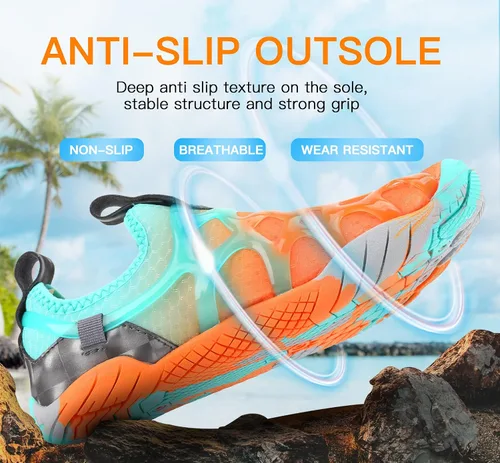 Vista 5 de SIPUHK Zapatos de agua para hombre y mujer, de secado rápido, sin cordones, para natación, surf, buceo, playa, piscina, deportes acuáticos, caminar