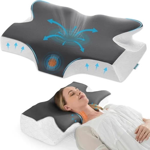 Vista 10 de Elviros - Almohada cervical de espuma viscoelástica con funda de almohada extraíble