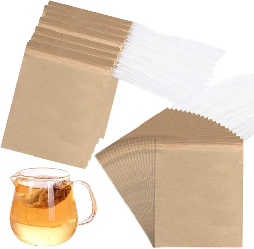Vista 11 de Numola 100 bolsas de té desechables para té de hojas sueltas, bolsas de té vacías de material natural, bolsa infusora de té, bolsitas infusoras