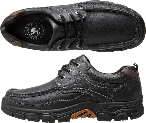 Vista 2 de CAMEL CROWN Zapatos casuales para hombre, mocasines cómodos, zapatos Oxford para trabajo, vestido de viaje, con cordones