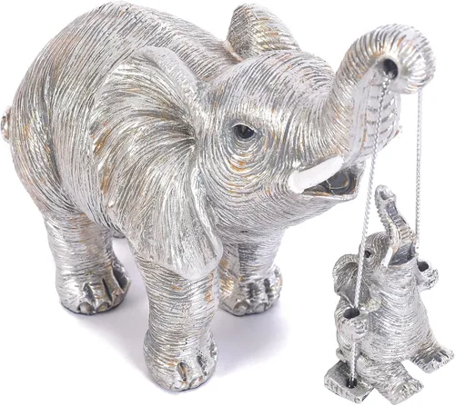 Vista 9 de Juego de 3 estatuas de elefante para decoración del hogar, bonitas figuras para estante, sala de estar, dormitorio, oficina, escritorio, estantería