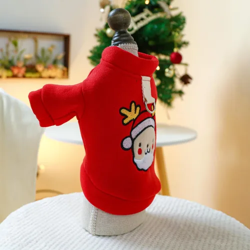 Vista 4 de Pijamas de Navidad para perros, ropa acolchada de invierno para mascotas, suéter con capucha para perro, chaqueta para perro, chaleco para perro