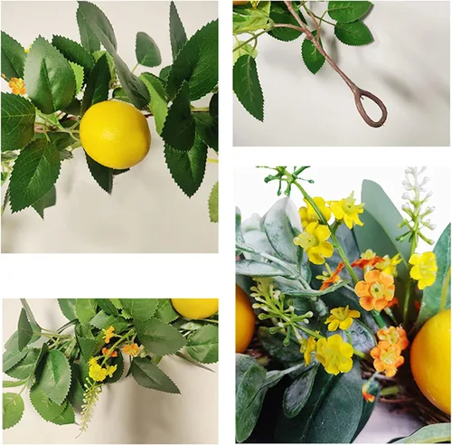 Vista 3 de IUIBMI Guirnalda de limón artificial de 6 pies, guirnalda de frutas de primavera con limones artificiales para puerta delantera, hogar, cocina