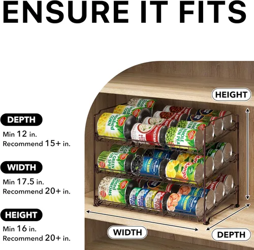 Vista 4 de Simple Houseware Estante Organizador de Latas Apilable para Despensa/Gabinete – 11.5 pulgadas de profundidad x 17 pulgadas de ancho x 13.75 pulgadas