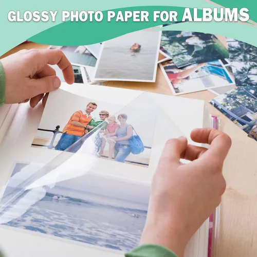 Vista 3 de Papel fotográfico de 5 x 7, paquete de 100 unidades, papel fotográfico brillante de 52 libras para impresora de inyección de tinta, 7.05 oz/m²