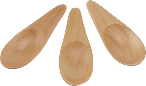 Vista 5 de HAKZEON 20 mini cucharas de madera, cuchara de sal pequeña con mango corto, pequeñas cucharas de madera para tarros de especias, hojas de té