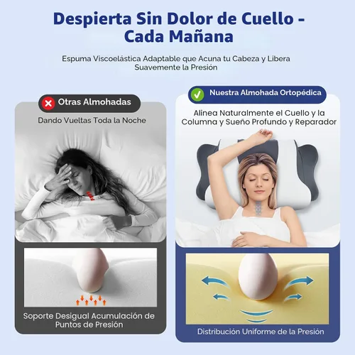 Vista 2 de DONAMA Almohada cervical para el cuello para aliviar el dolor, almohadas ergonómicas de espuma viscoelástica con doble altura para dormir