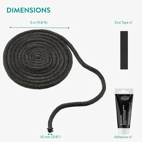 Vista 6 de Navaris Sello de cuerda para quemador de troncos, cable de sellado de estufa, sellador de repuesto para ahumador, leña, 9.8 ft de largo