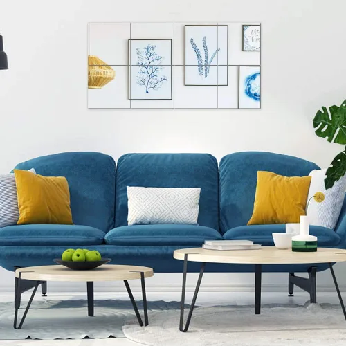 Vista 6 de Adhesivos de pared de espejo, 9 piezas extraíbles de espejo, calcomanías autoadhesivas para decoración del hogar, sala de estar, dormitorio