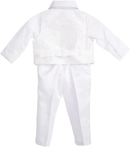 Vista 2 de Lito Angels Traje blanco para bebé, ropa de bautizo, trajes de bautizo, manga larga, floral