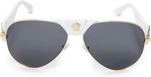 Vista 9 de Versace Gafas de sol Hombre Montura Dorada, Lentes Gris Oscuro, 0MM