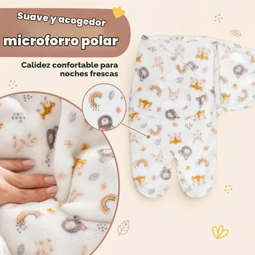 Vista 3 de EVERYDAY KIDS Manta envolvente para bebés de 0 a 3 meses para niños y niñas Osos y Arcoiris