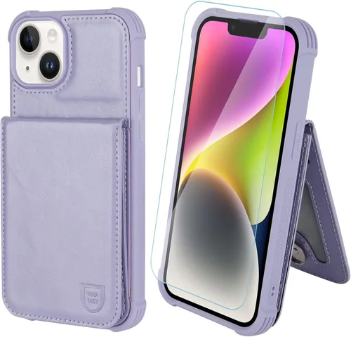 Vista 17 de VANAVAGY Funda tipo cartera compatible con iPhone 14 Pro Max para mujeres y hombres, de piel sintética, cierre magnético, con bloqueo RFID Negro