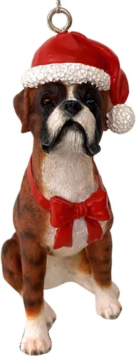 Vista 11 de Yuletide Designs Figura de perro adornos de Navidad con sombreros de Papá Noel