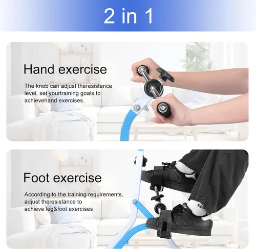 Vista 3 de Bicicleta estática de pedal para personas mayores, bicicleta de brazo de resistencia ajustable, equipo de ejercicio ligero para manos, brazos