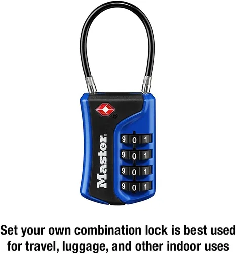 Vista 5 de Master Lock 4697D Establece tu propia combinación de candado de equipaje aprobado por la TSA, 1 paquete, los colores pueden variar