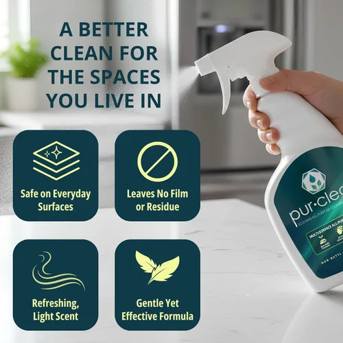 Vista 2 de EvaClean PurClean Limpiador multiusos, listo para usar, paquete de 2 botellas de spray de 32 onzas líquidas cada uno, desengrasante biodegradable