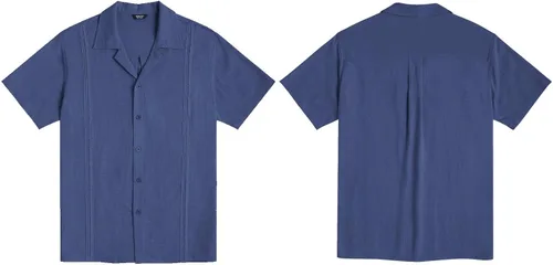 Vista 3 de COOFANDY Camisa de guayabera cubana de lino de manga corta con botones para hombre