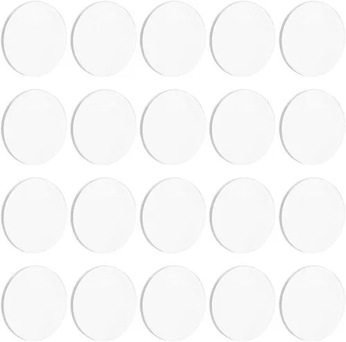Vista 13 de FINGERINSPIRE 100 piezas de lámina de acrílico circular transparente de 1 pulgada, bases circulares en miniatura en blanco, disco de acrílico mini