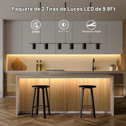 Vista 2 de echosari 2 PCS 9.8Ft Strip Lights Battery Operated with Remote Timer Blanco cálido