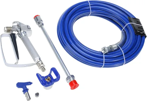 Vista 2 de YaeTek Kit de manguera de pistola de pintura sin aire, tubo de fibra de alta presión de 50 pies x 1/4 pulgadas, manguera de pulverización de pintura