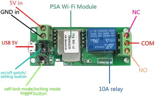 Vista 3 de USB5V 1Channel WiFi Smart Home Módulo de control remoto para iOS/Android