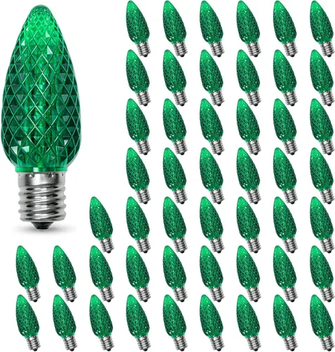 Vista 14 de Paquete de 50 luces LED C9 de Navidad, inastillables, impermeables, cálidas, 2700 K, plástico Cálido paquete de 50