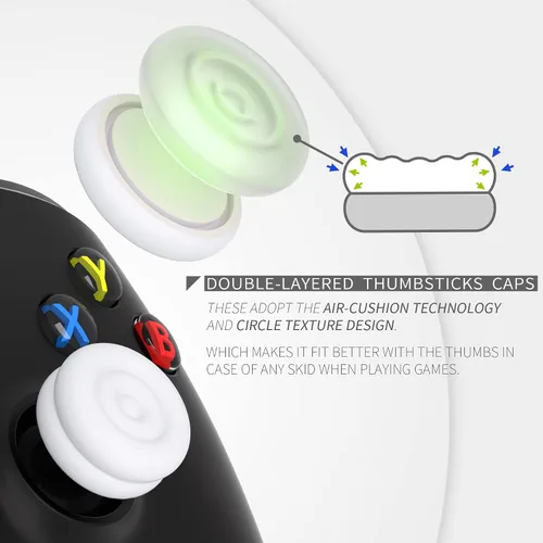 Vista 4 de PlayVital Thumbs - Tapas de cojín para el pulgar para PS54, funda de agarre para el pulgar para Xbox Series XS, tapas de agarre para el pulgar