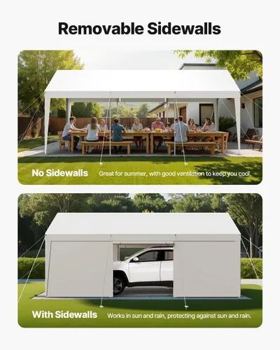 Vista 26 de VEVOR Cobertizo Tienda de Almacenamiento Exterior Portátil Resistente de 6 x 8 x 7 pies, Refugio de Cochera Garaje Impermeable con Puerta Enrollable