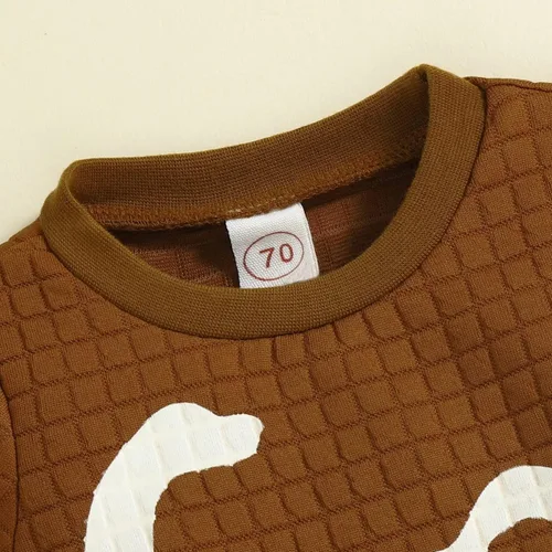 Vista 5 de HZYKOK Ropa de bebé recién nacido, unisex, 2 piezas, trajes de invierno de algodón de punto sólido y manga larga
