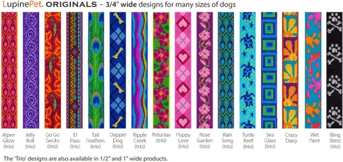 Vista 3 de Collar de perro Lupine de 3/4 pulgadas de ancho, diseño de petunias que se ajusta de 13 a 22 pulgadas