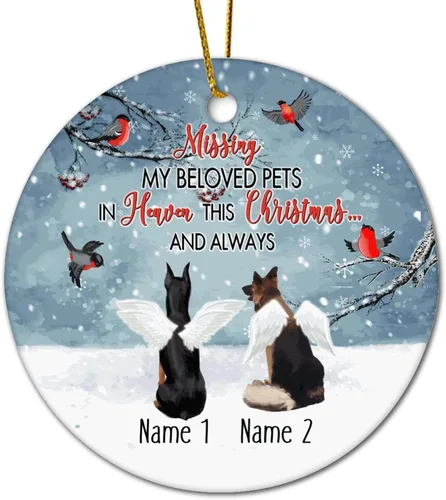 Vista 12 de Personalized Pet Memorial Ornament, Miss My Beloved Pets in Heaven Ornament, Dog Christmas Ornament, Pet Loss Gift, Dog Angel Wings Ornament, Custom