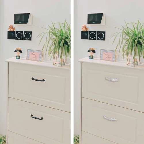 Vista 5 de SAVORI Tiradores para Cajones con Manija de Cristal Brillante, para Cajones, Alacena, Armario, Closet, Guardarropa, Puerta de Mueble, Manija Moderna