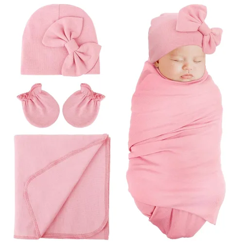 Vista 9 de DRESHOW BQUBO - Conjunto de guantes de algodón para recién nacido, manta cálida para bebé, saco de dormir para bebé, regalo de ducha
