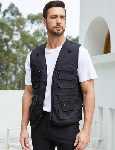 Vista 4 de Gihuo - Chaleco de pesca para hombre, con bolsillos, para viajar, ir de safari o practicar tiro