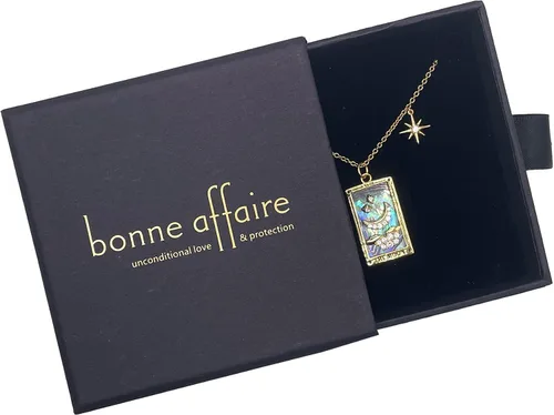 Vista 6 de Bonne Affaire Collar con colgante de tarjeta de tarot de luna, Oro, abulón y circonita cúbica