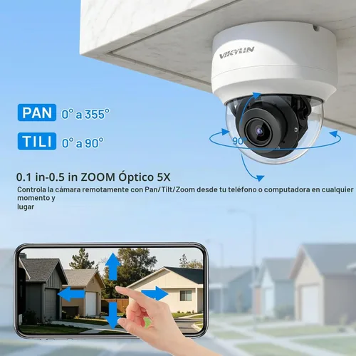 Vista 2 de VIKYLIN Cámara al aire libre 4K PTZ 8MP IP POE con audio de 2 vías Gris Blanco