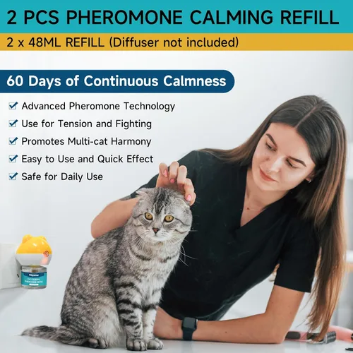 Vista 2 de Woyamay Recambios de difusor calmante para gatos, difusor calmante de feromonas para gatos para aliviar la ansiedad y el estrés, suministro de 2