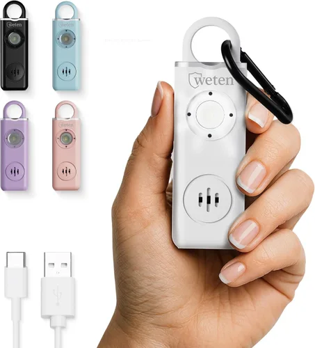 Vista 9 de Alarma de seguridad personal Weten para mujeres - Sirena de pánico de 130 dB de volumen alto en llavero, paquete de 3 unidades - Silbato