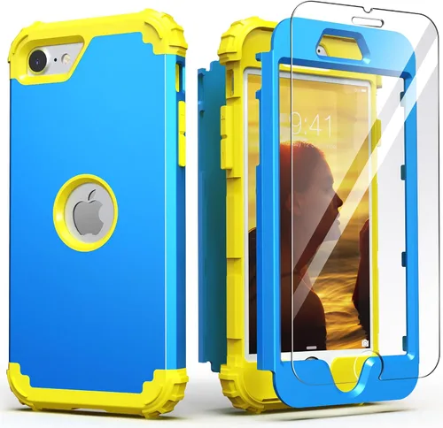 Vista 35 de IDweel Funda para iPhone SE 2020 con protector de pantalla, para iPhone SE 2022, 3 en 1, absorción de golpes, ajuste delgado, cubierta