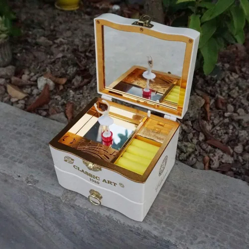 Vista 4 de Forart - Caja de música giratoria con diseño de bailarina y espejo para regalo