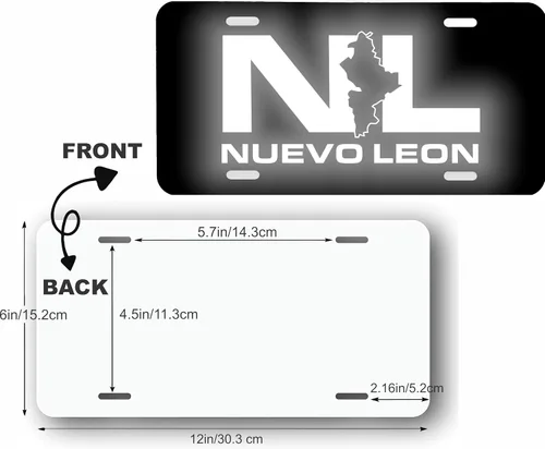 Vista 4 de Nuevo Leon NL - Placa de matrícula de aluminio de 6 x 12 pulgadas, gráfico reflectante
