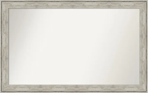 Vista 245 de Amanti Art Espejo de baño plateado para sobre el fregadero, 28 x 37 pulgadas, elegante espejo rectangular de peltre cepillado, marco de madera